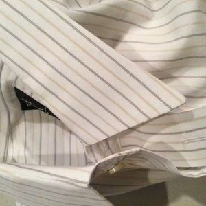 Dress Shirt Traditional Fit 16x36 Cotton White Thin Stripes Pinpoint Collar